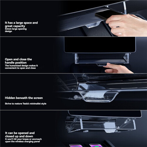 For  Model 3/Y Highland Juniper Center Console Screen Under Storage Box Anti-Slip Storage Compartment Accessories 1