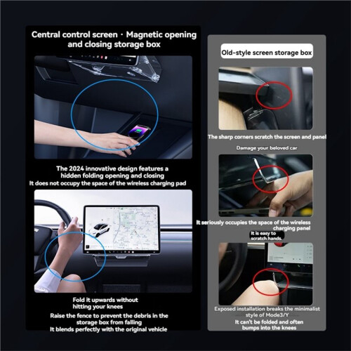 For  Model 3/Y Highland Juniper Center Console Screen Under Storage Box Anti-Slip Storage Compartment Accessories 2