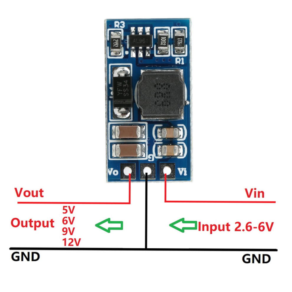 2 Pcs Dc-Dc Boost Converter Module 5V/6V/9V/12V 21X11mm 7621392275567