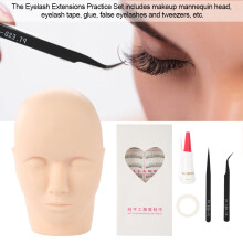 Eyelash Extensions Practice Set with Silicone Mannequin Head and Tools