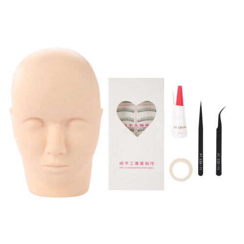 Eyelash Extensions Practice Set with Silicone Mannequin Head and Tools 1