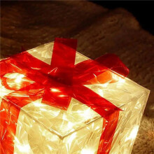 2X Leuchtende Weihnachtsgeschenkbox, Dekoration, Ornament mit Schleife, Beleuchtungsbox, Außenbeleuchtung, Weihnachten 2024, Heim- und Hofdekor, B