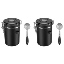 2X Koffiepot Luchtdichte 500G Bonen, 1.8L Bonencontainer, VacuüM Koffiedoos met  Opbergpot voor Koffiepoeder, Thee, Cacao