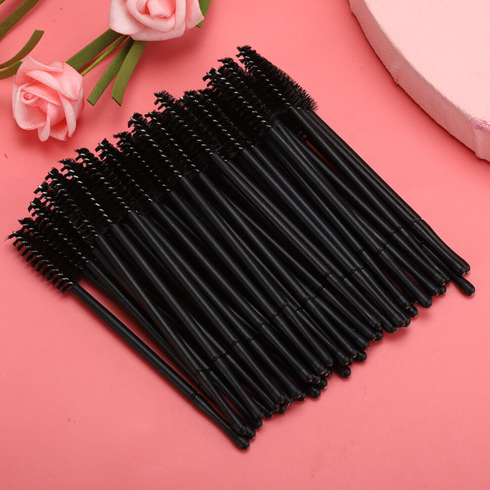 100pcs Black Disposable Eyelash Brush Set Mascara Wands Makeup Applicators