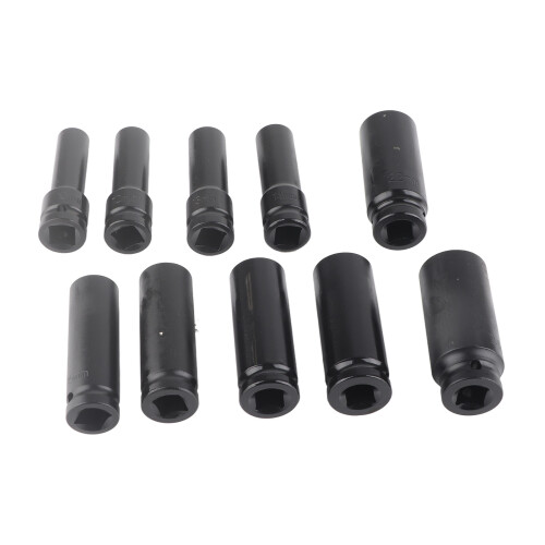 10pcs 1/2" Deep Impact Socket Set 6 Point Chrome Vanadium Steel 2