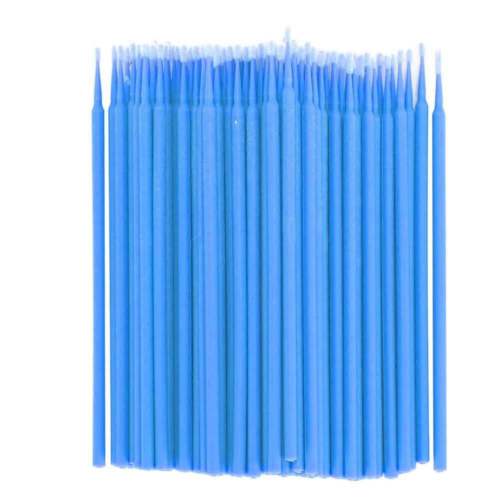 Blue 200Pcs Grafted Eyelash Micro Applicator Swabs Plastic & Cotton