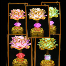 4st LED Lotus Buddhist Lights Buddha Lotus Lamps Plug In eller Batteridriven Buddhist Lamp US-Kontakt Guld 58 Songs