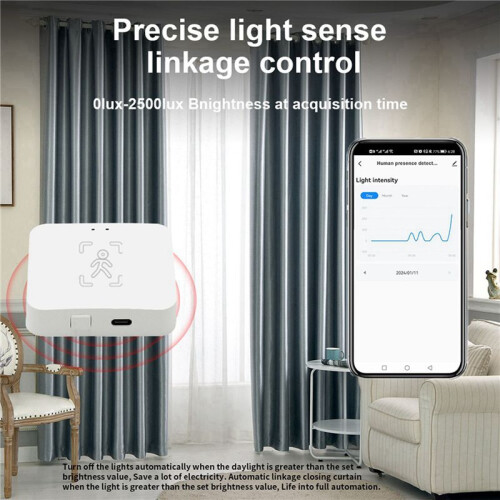 5X Tuya Zigbee Human Presence Detector with Holder Human Body PIR Sensor MmWave  Microwave Motion Sensor Detect 1