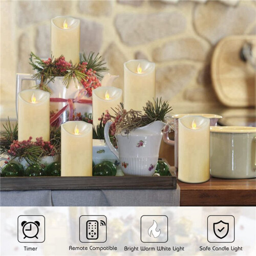 2X Velas Sem Chamas Cintilantes Operadas Por Bateria com Controle Remoto e Temporizador, 3X6 Polegadas para DecoraçãO Interna e Externa 1