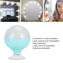 Wenkkugel für Makeup mit wiederaufladbarer LED, verstellbare Farben, Saugnapf, grün