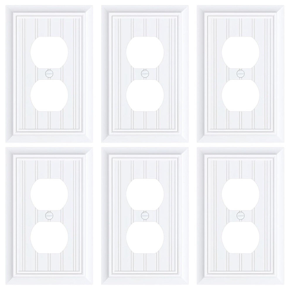 Saudism 6-Pack Classic Beadboard Duplex Outlet Cover Plate, Decorative Plates And Outlet Covers, For Electrical Outlets