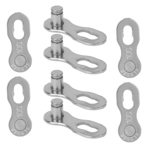 Steel 10-Speed Bike Chain Missing Link Connector, Silver, 4 Pack 2
