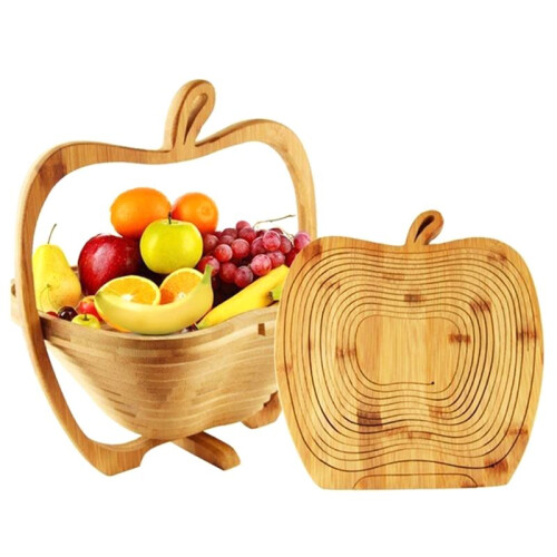 Bamboo Folding Fruit Basket Chopping Board Vegetable Bowl Trivet Foldable Storage Container Tray 2