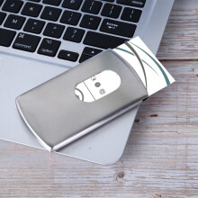 Portable Hand Push Business Card Case Stainless Steel Storage Organizer