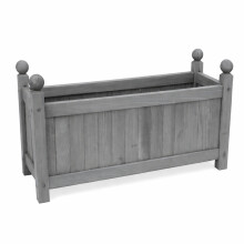 Grey Wooden Rectangular Planter Box with PE Liner Outdoor Garden Flower Pot