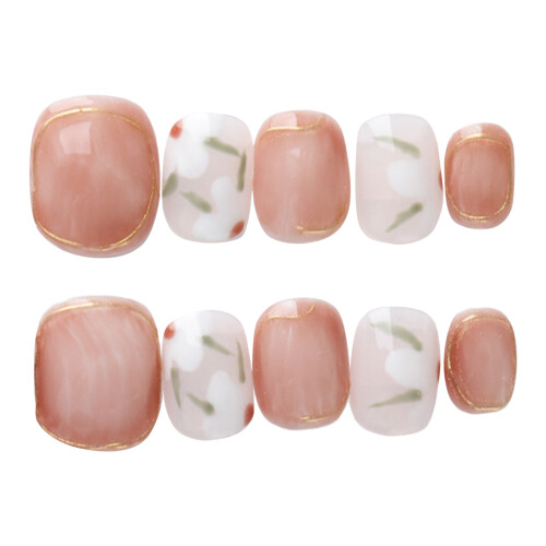 (XS) 10PCS Press On Nails Natural DIY Easy Apply 2