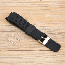 20mm Black Silicone Watch Band Strap with Pin Buckle Replacement