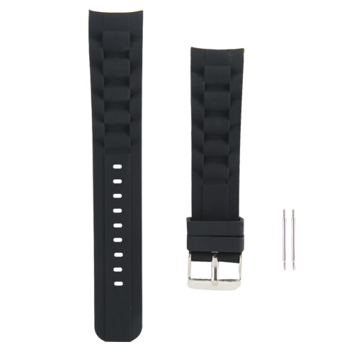 20mm Black Silicone Watch Band Strap with Pin Buckle Replacement 1