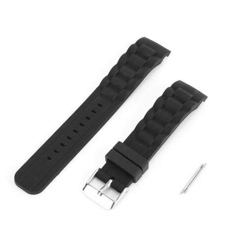 20mm Black Silicone Watch Band Strap with Pin Buckle Replacement 2