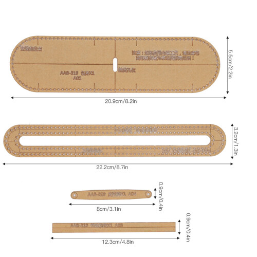 Leather Wallet Making Template 4Pcs DIY Tool Kit for Key Case AAB‑319 2