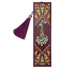 Peacock Shaped Diamond Painting Bookmark with Tassel, 21cm, Gift Craft