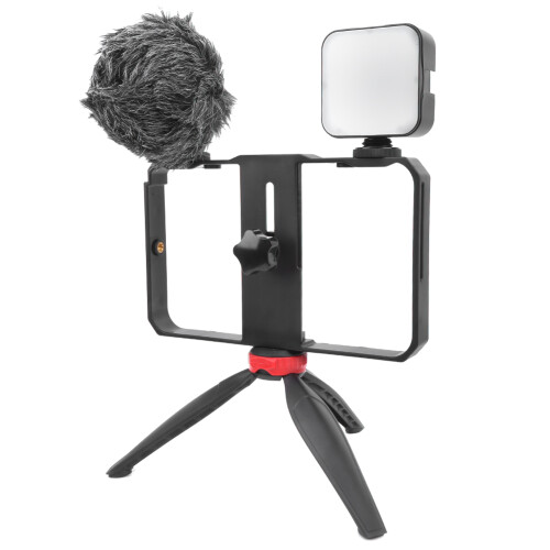 Mobile Phone Stabilizer Set with 49LED Fill Light & Microphone, Black 2