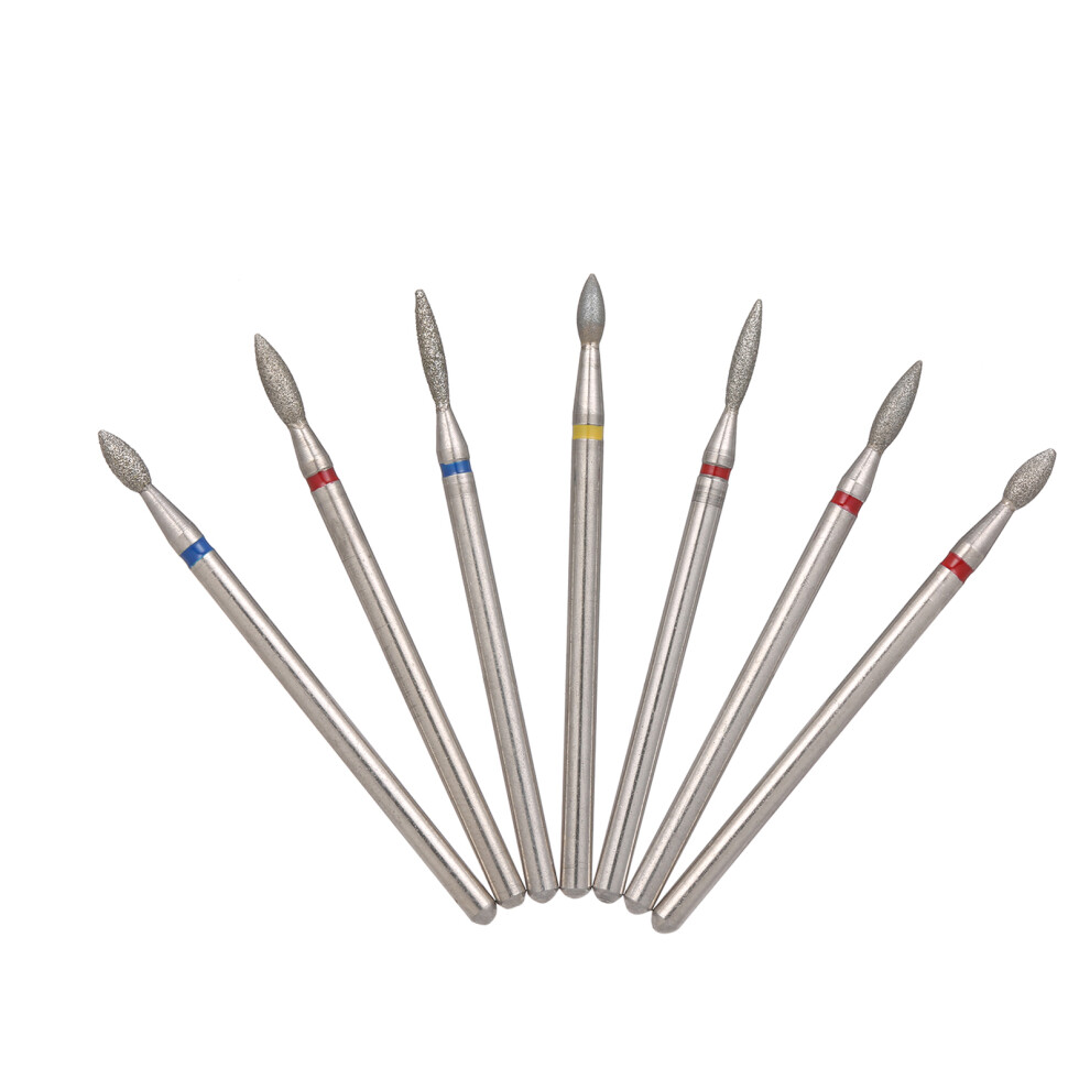 Silver 7Pcs Diamond Nail Drill Bits Set For Manicure & Pedicure