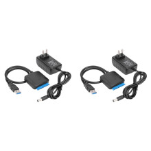 2X USB to Data Cable, 2.5/3.5 Inch USB3.0 Easy Drive Cable Hard Disk Adapter Cable(US Plug)