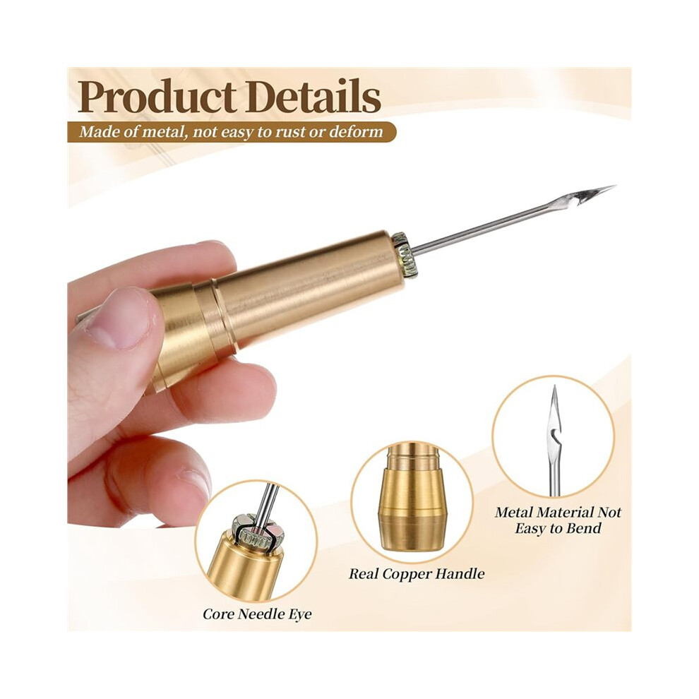 28 Pcs Leather Sewing Awl Needle Set With Copper Handle, Leather Sewing Needle Awl For Leather Sewing Tools 6031563821164