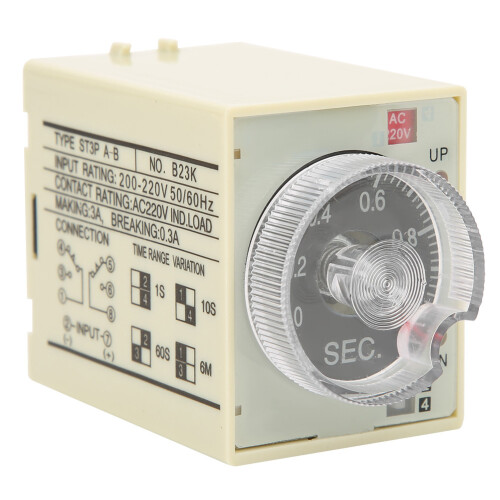 Time Delay Relay ST3PA B with Adjustable Knob PC Shell AC220V 50/60Hz 1