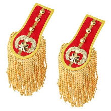 2PCS 28cm Gold Tassel Shoulder Epaulettes with Detachable Fringe and Chain for Costume Decor Red