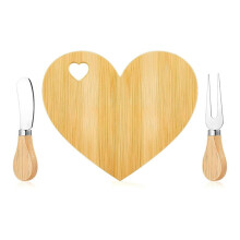 2pcs Heart Cheese Board Cheese Knives Wood  Charcuterie Board Heart-Shaped Cheeseboard