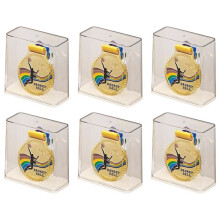 Medal Display Box Single Commemorative Medal Storage Holder Rectangular Transparent Cover Plastic Base 6pcs