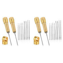 Lot de 28 Aiguilles Ă Coudre en Cuir avec Manche en Cuivre, Aiguilles Ă Coudre en Cuir pour Outils de Couture Artisanaux en Cuir