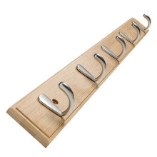 Bamboo Wall Hooks Set - 4 Wooden Hooks for Clothes, Kitchen & Bathroom, Home Decor Hanger Hooks