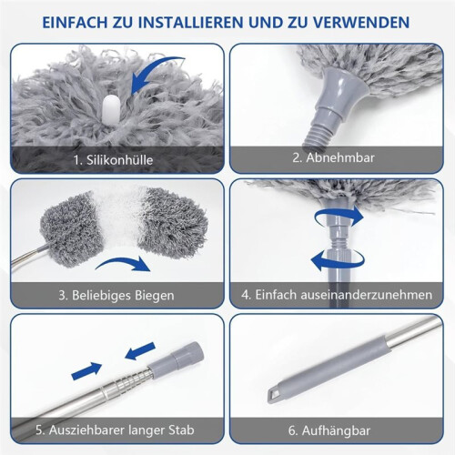 Telescopic Washable Microfibre Duster,Long Extendable  to 254 cm,Bendable Dust Catcher,for High Ceilings, Ceiling Fan