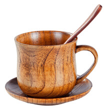 Holzbecher Aus Massivem Naturholz, Trinkgefäß, Teetasse, Geeignet für Tee, Milch, Kaffee und Andere Getränke