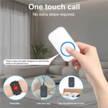 Wireless Lanyard Button Pager Emergency SOS Pager Emergency Call Button for Kids Elderly Call System EU Plug Black