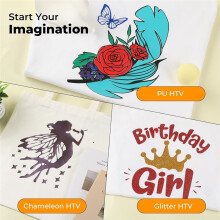 HTV-Wärmeübertragungsvinyl, 18er-Packung HTV-Vinyl-Vielfalt mit Glitzer, Chamäleon und PU-Bügelvinyl für T-Shirts