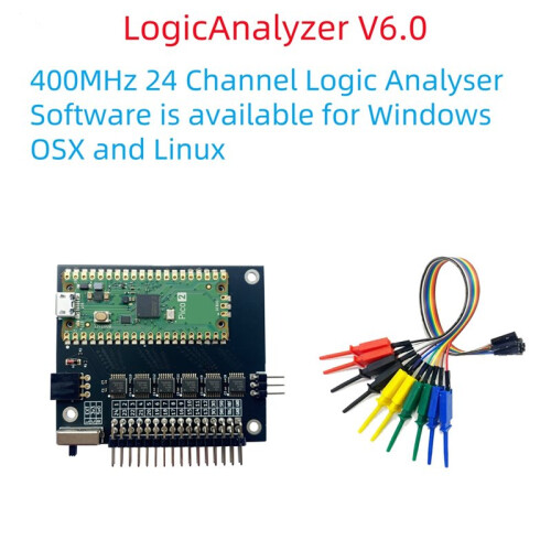LogicAnalyzer V6.0 400MHz 24 Channel Logic Analyzer with Test Hook Clip Software is Available for Windows, OSX and Linux 1