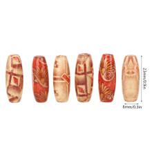 200pcs Oval Painted Wooden Beads Jewelry Making 23x8mm