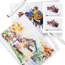 2Pcs A4 Waterproof Marker Pads with HandPainted Paper, 28.5x21cm