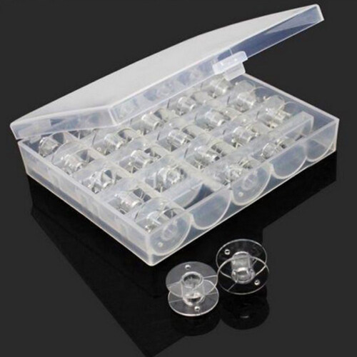 25 Sewing Bobbins in Clear Case