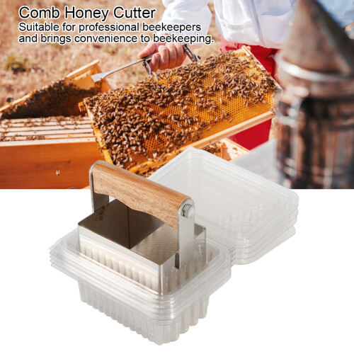 Stainless Steel Comb Honey Cutter with Plastic Box Beekeeping Tool 2