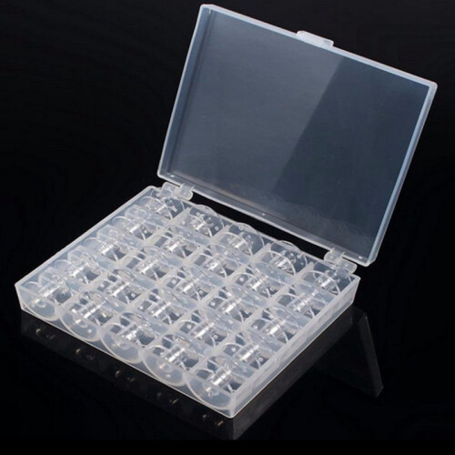 25 Sewing Bobbins in Clear Case 1