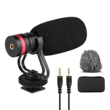 Cardioid Condenser Microphone with Anti-Shock Mount & Windshield for Smartphones & Cameras