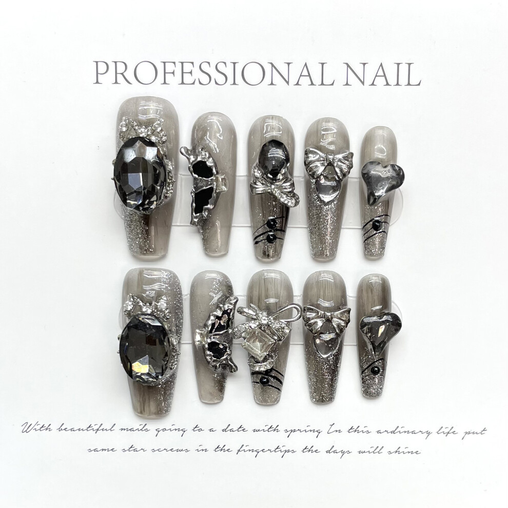 Hue-Grain (S) Rhinestone False Nails - Salon Manicure Art