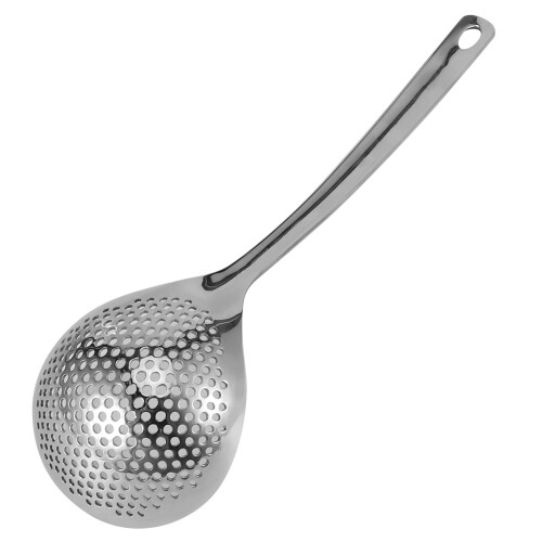2PCS Stainless Steel Long Handle Spoon Strainer 30.3x8.3cm Silver 2
