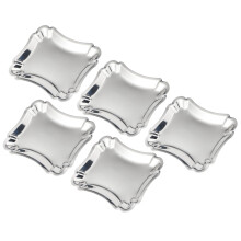 5Pcs Stainless Steel Rectangular Service Plates with Lace Edges, Sizes S/M/L