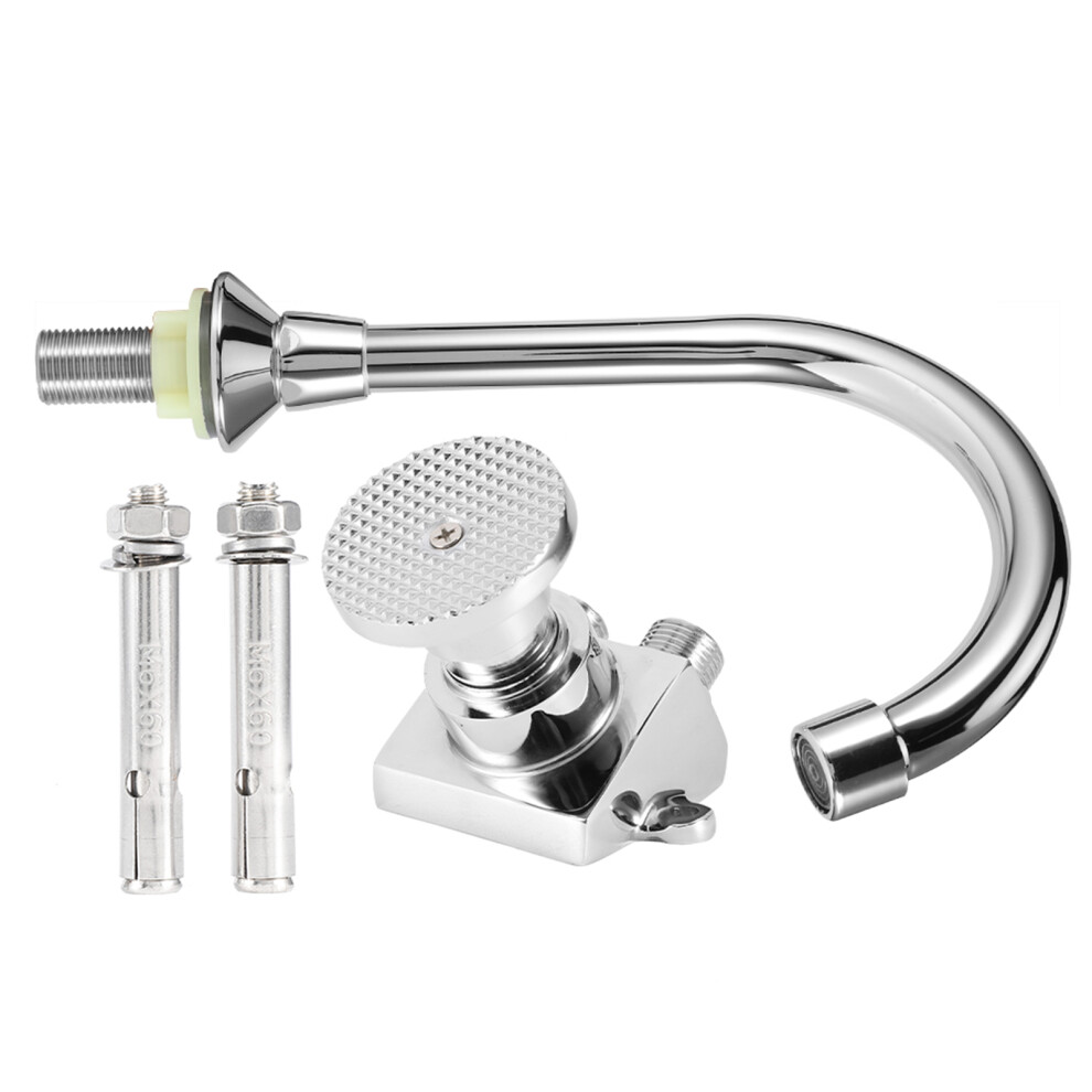 Copper G1/2In Floor Mount Pedal Basin Faucet Set Â Silver, Light Luxury 9321392304530